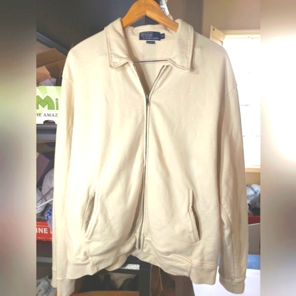 Ralph Lauren Polo Mens Soft 100% Cotton XL Off White Jacket - Picture 1 of 11